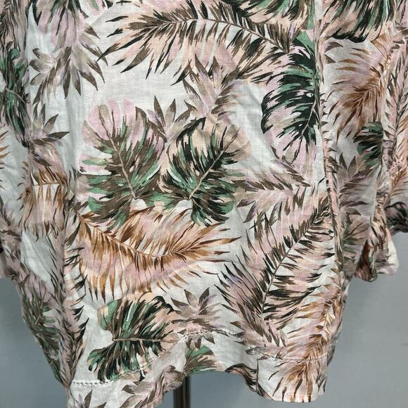 J. Jill Love Linen Blouse Tunic size Medium Pink Green Linen Tropical Beach Slim - Picture 5 of 9